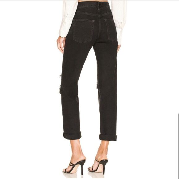 Free People We The Free Bren Boyfriend Black Distressed Jean - Picture 5 of 14